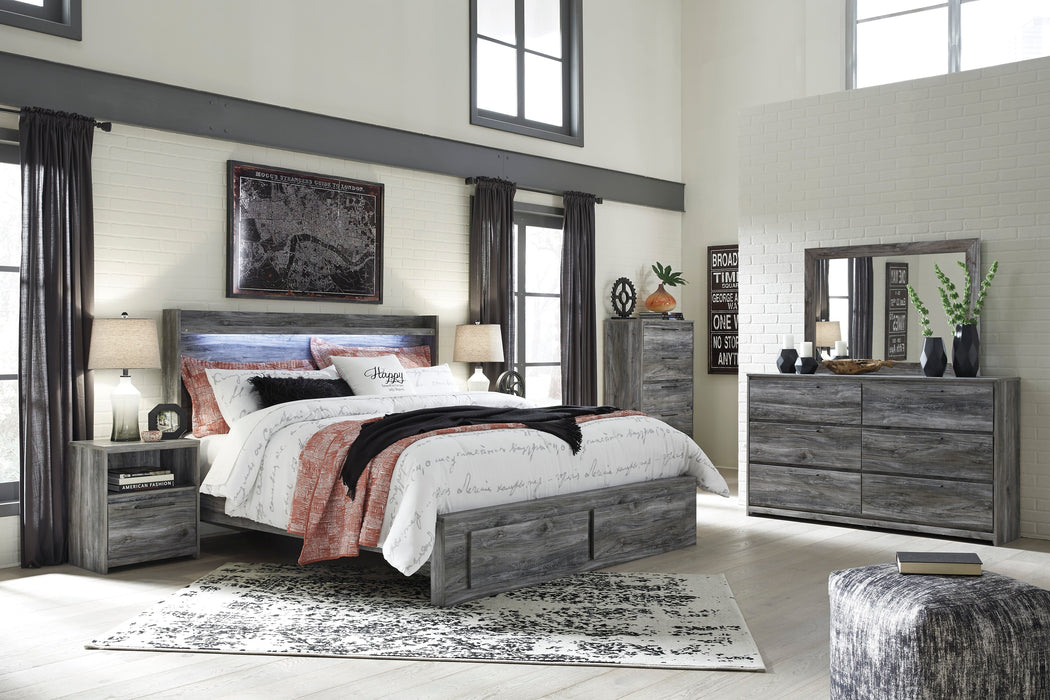 Baystorm Gray LED Footboard Storage Platform Bedroom Set