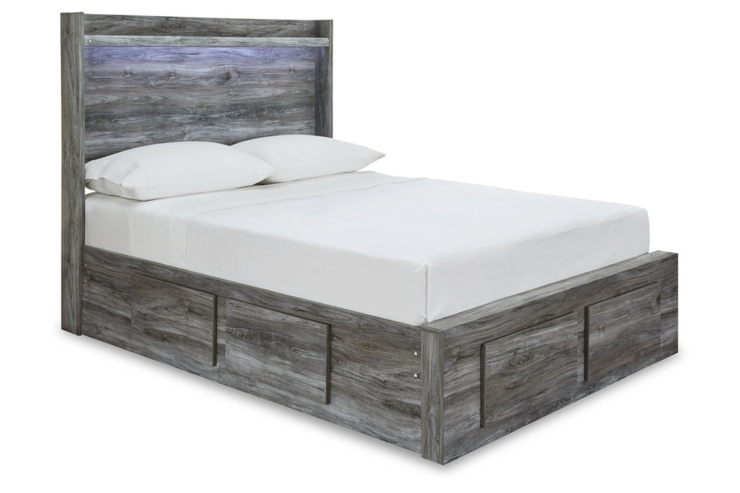 Baystorm Gray Full Panel Bed with 4 Storage Drawers