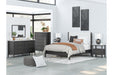 Cadmori Black/White Queen Upholstered Panel Bed