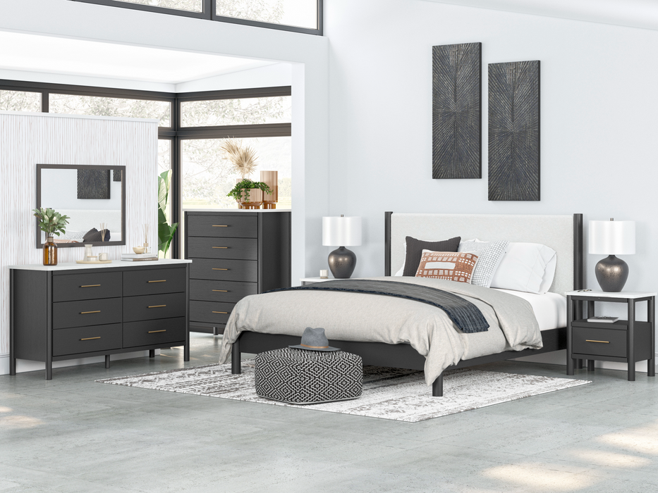 Cadmori Black/White Upholstered Panel Bedroom Set