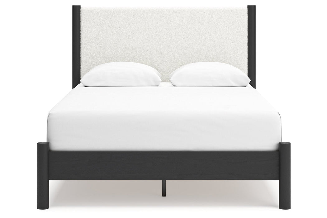 Cadmori Black/White Queen Upholstered Platform Bed -  Ashley - Lara Furniture