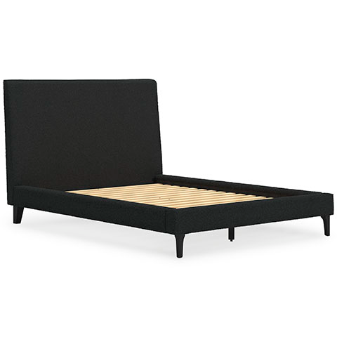 Cadmori Black King Upholstered Panel Bed