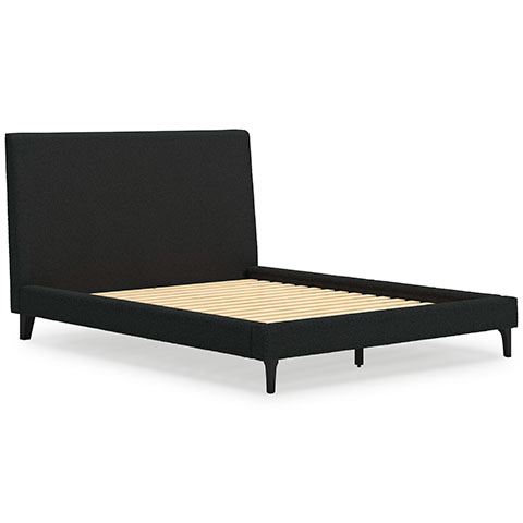 Cadmori Black Queen Upholstered Panel Bed