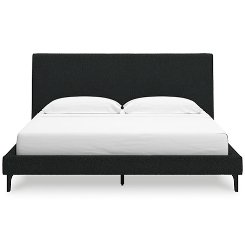 Cadmori Black Queen Upholstered Panel Bed