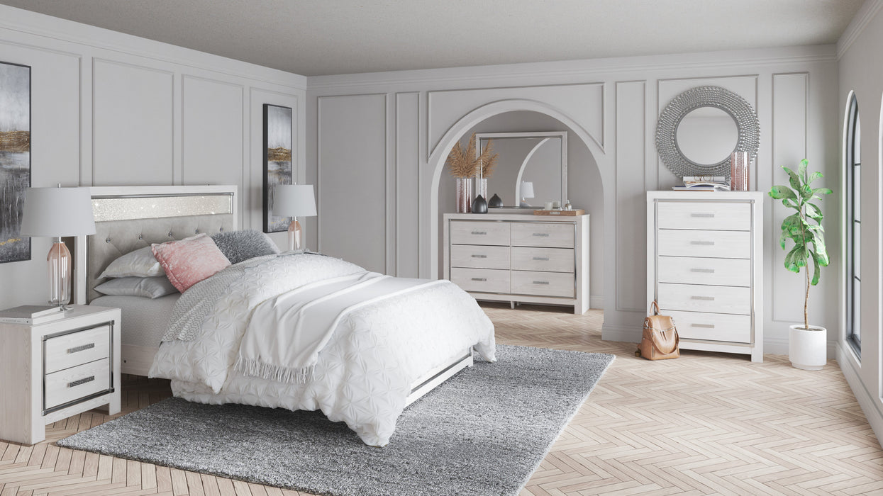 Altyra White LED Upholstered Panel Bedroom Set