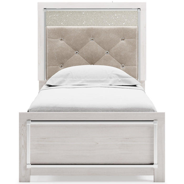 Altyra White LED Upholstered Panel Youth Bedroom Set - Lara Furniture