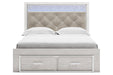 Altyra White Queen Upholstered Storage Platform Bed -  Ashley - Lara Furniture