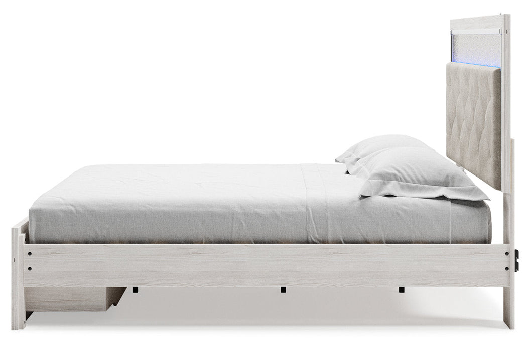 Altyra White King Upholstered Storage Bed