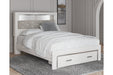 Altyra White Queen Upholstered Platform Bookcase Bed with Storage -  Ashley - Lara Furniture