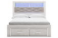 Altyra White Queen Upholstered Panel Bookcase Bed with Storage -  Ashley - Lara Furniture