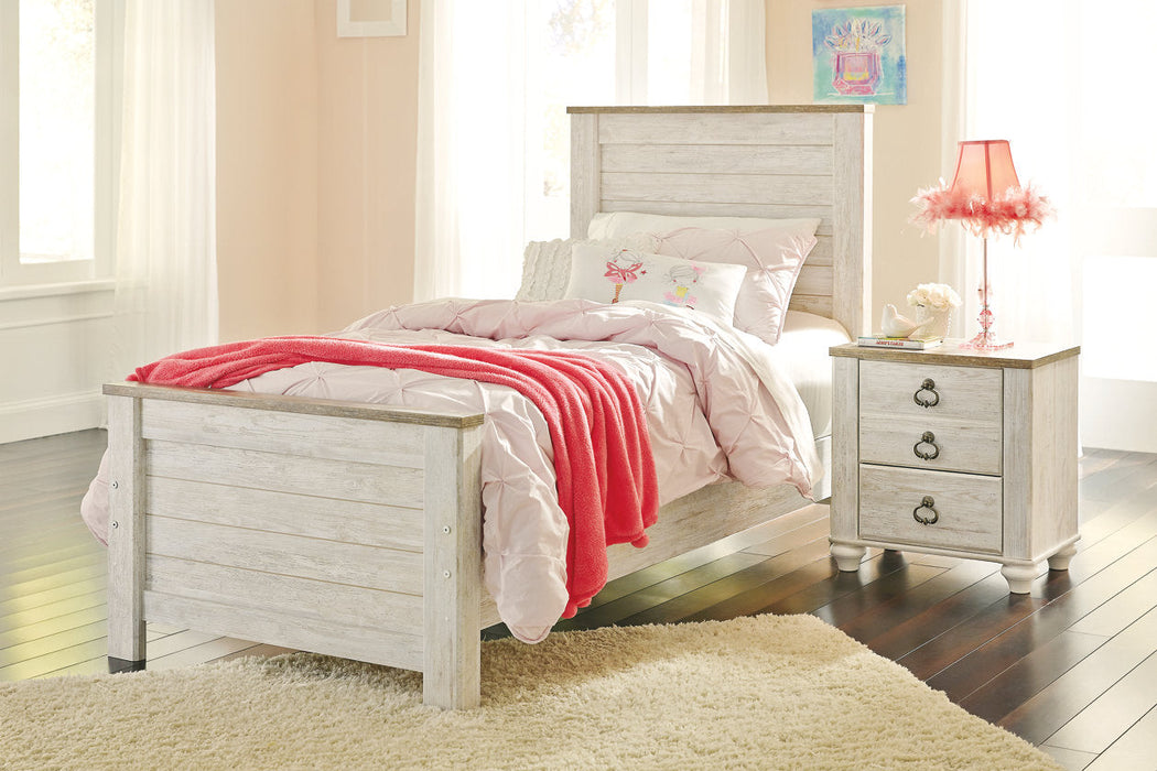 Willowton Whitewash Twin Panel Bed