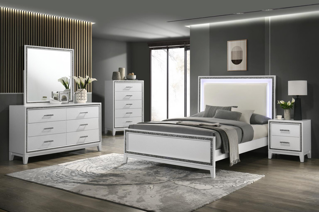 Lady Lake Silver LED Panel Bedroom Set