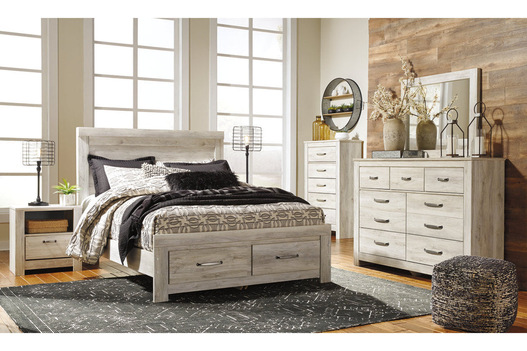 Bellaby Whitewash Queen Platform Bed with 2 Storage Drawers