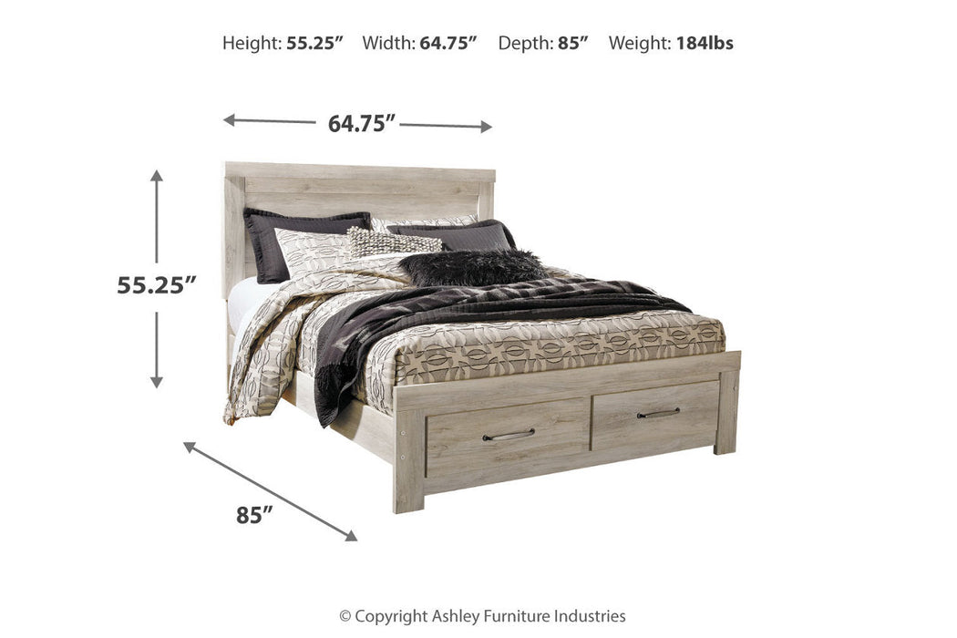 Bellaby Whitewash Queen Platform Bed with 2 Storage Drawers