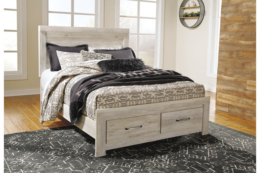 Bellaby Whitewash Queen Platform Bed with 2 Storage Drawers