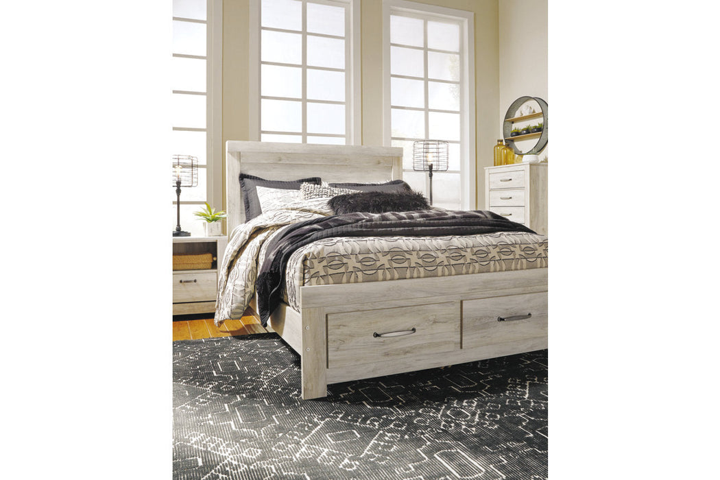 Bellaby Whitewash Queen Platform Bed with 2 Storage Drawers