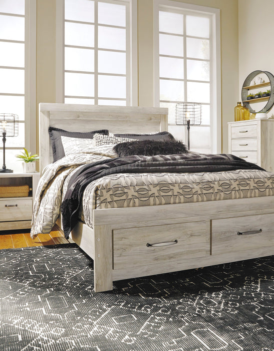 Bellaby Whitewash Footboard Storage Platform Bedroom Set