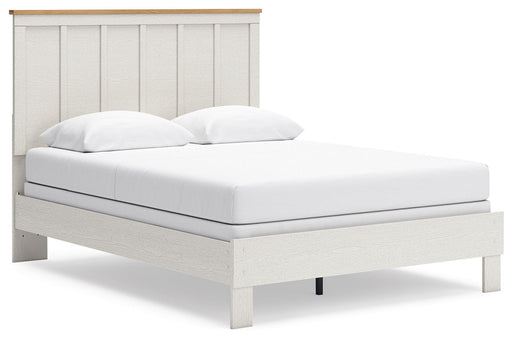 Linnocreek White/Warm Brown Queen Panel Bed -  Ashley - Lara Furniture