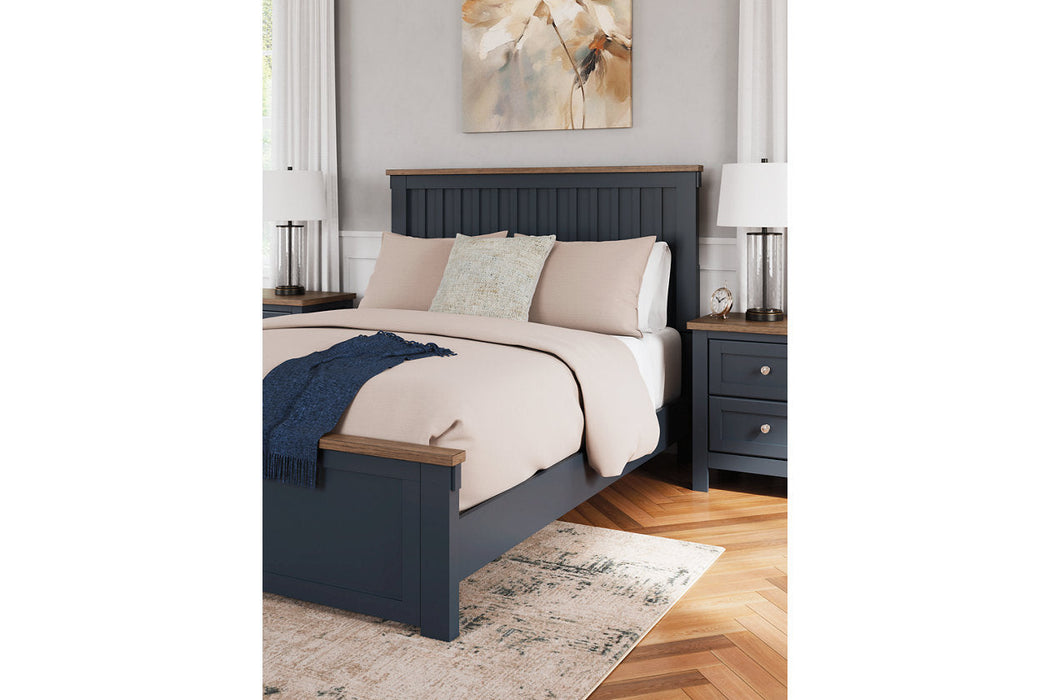 Landocken Brown/Blue Queen Panel Bed -  Ashley - Lara Furniture