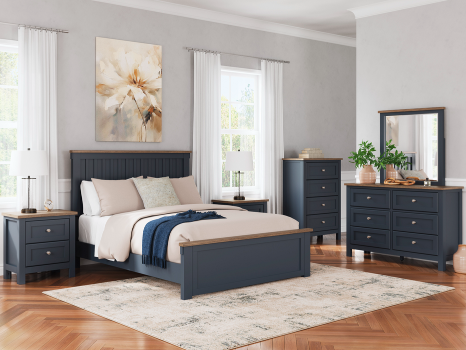 Landocken Brown/Blue Queen Panel Bedroom Set