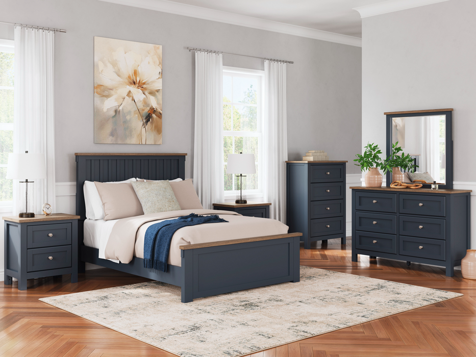 Landocken Brown/Blue Queen Panel Bedroom Set