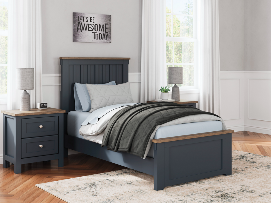 Landocken Brown/Blue Twin Panel Bed