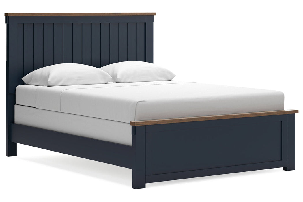 Landocken Brown/Blue Queen Panel Bed -  Ashley - Lara Furniture