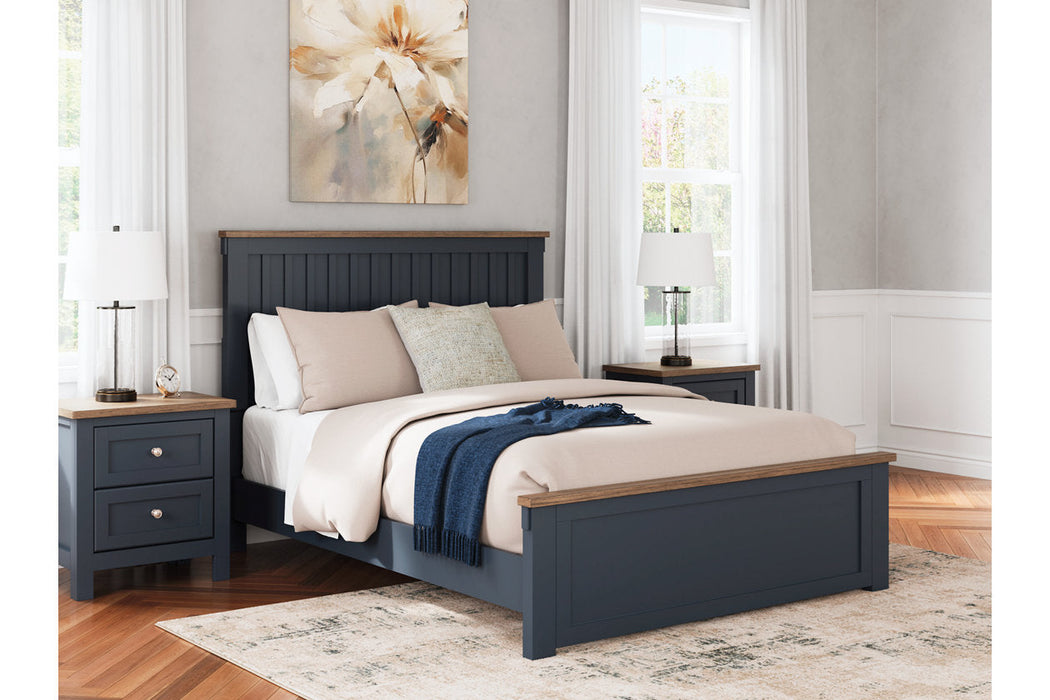 Landocken Brown/Blue Queen Panel Bed -  Ashley - Lara Furniture