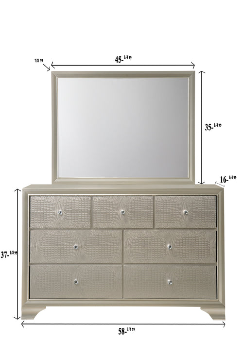 Lyssa Champagne LED Upholstered Panel Bedroom Set