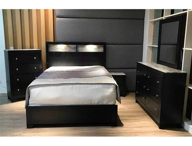 Cadence Black LED Panel Bedroom Set