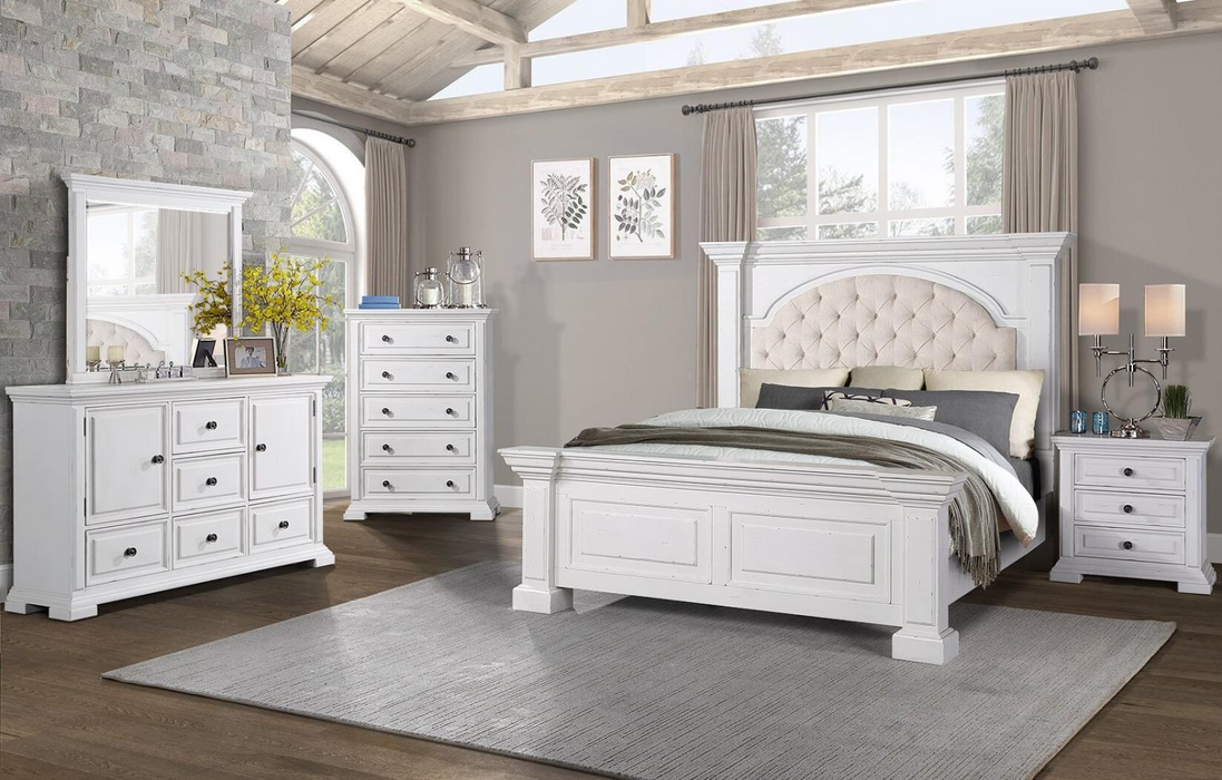 Amelio White Upholstered Panel Bedroom Set