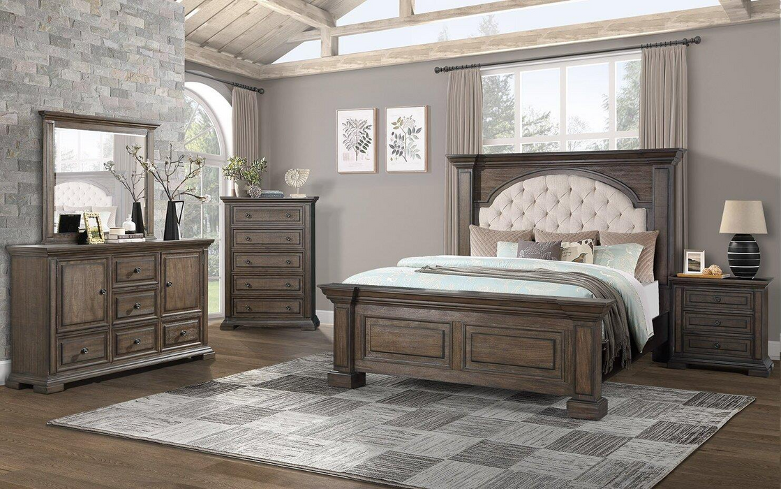 Amelio Brown Upholstered Panel Bedroom Set