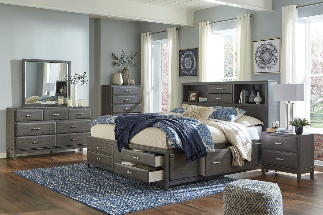 Caitbrook Gray Queen Storage Bed with 8 Drawers