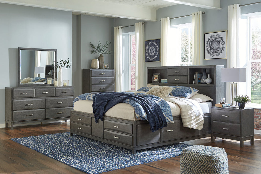 Caitbrook Gray King Storage Bed with 8 Drawers