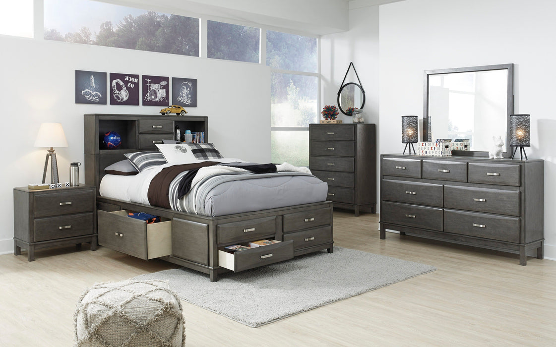 Caitbrook Gray Bookcase Storage Youth Bedroom Set - Lara Furniture