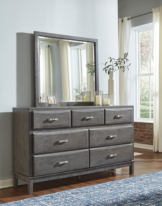 Caitbrook Gray Bookcase Storage Platform Bedroom Set