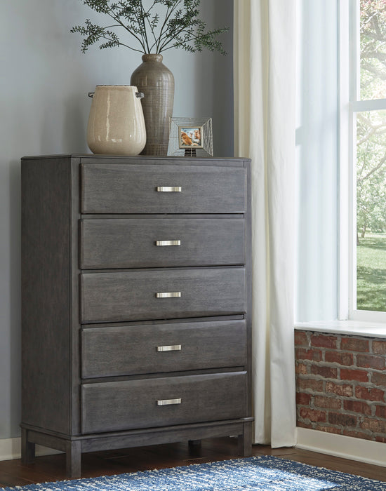 Caitbrook Gray Bookcase Storage Platform Bedroom Set