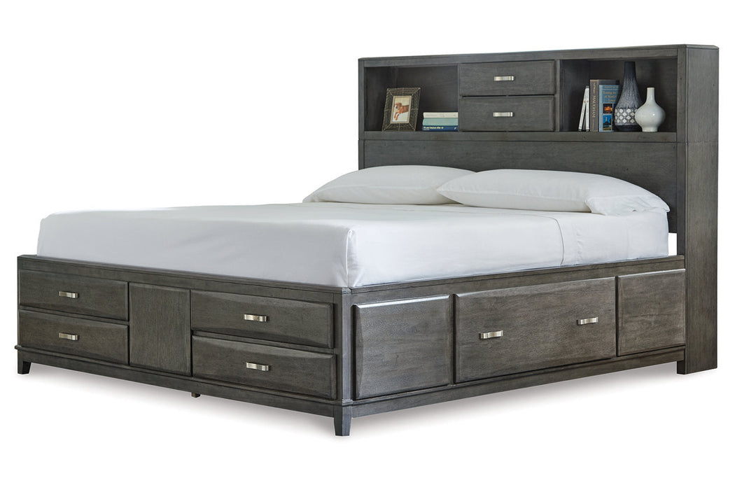 Caitbrook Gray Queen Storage Bed with 8 Drawers