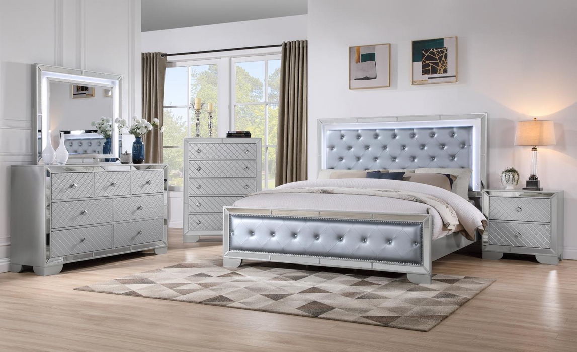 Demi Silver Panel Bedroom Set