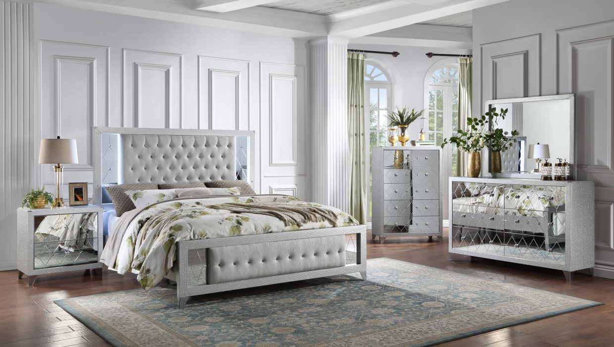 Azura Silver LED Panel Bedroom Set