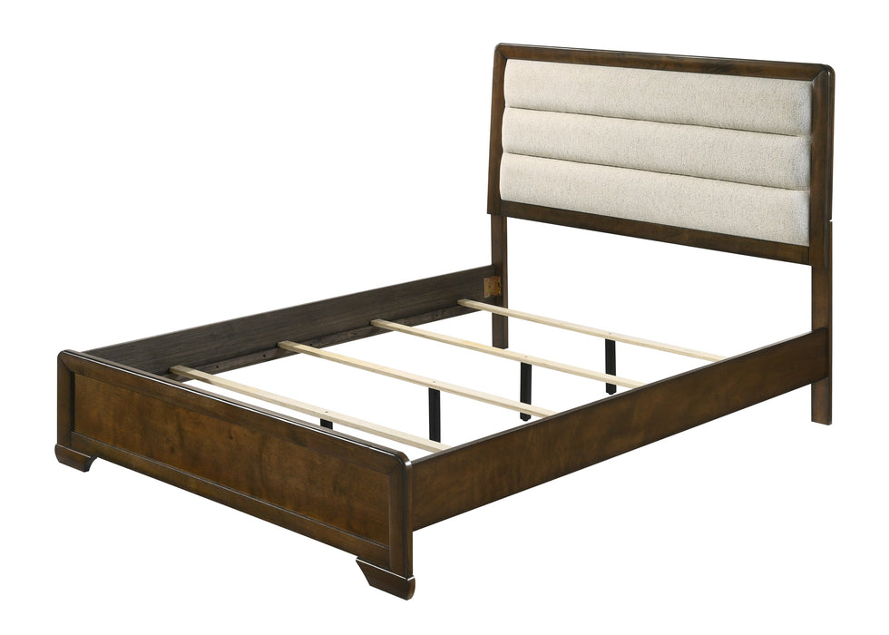 Coffield Brown King Upholstered Panel Bed -  Crown Mark - Lara Furniture