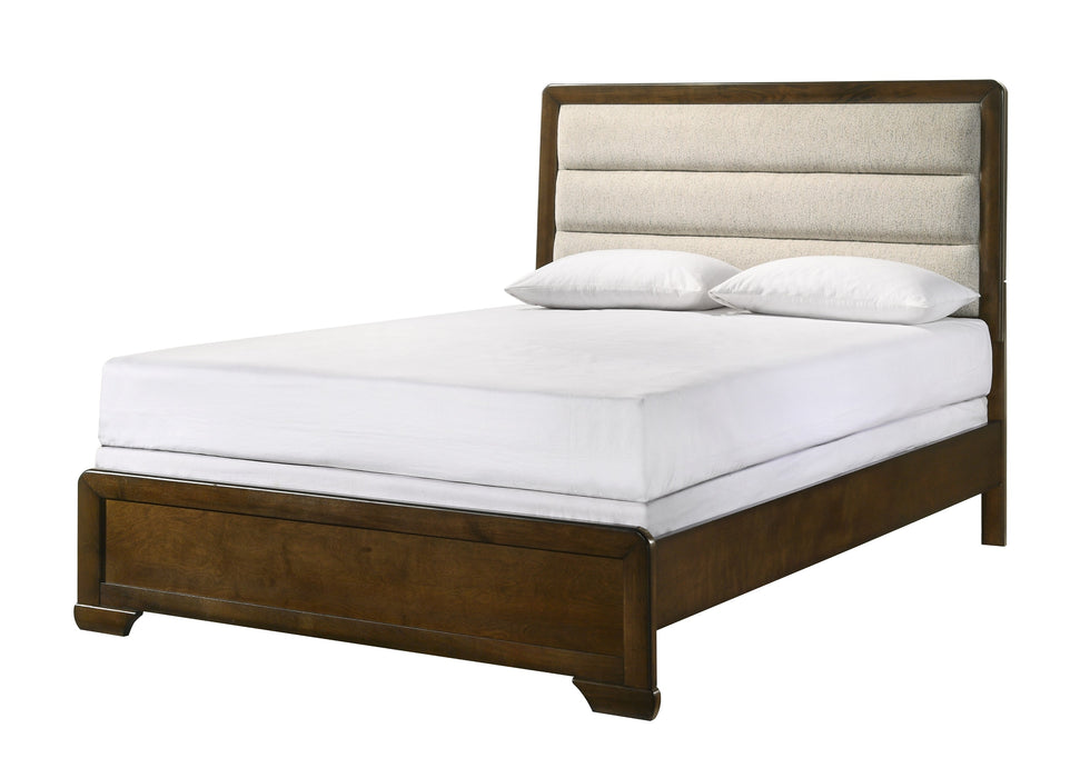 Coffield Brown Queen Upholstered Panel Bed