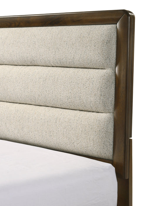 Coffield Brown King Upholstered Panel Bed -  Crown Mark - Lara Furniture