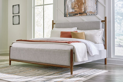 Lyncott Brown Queen Upholstered Panel Bed -  Ashley - Lara Furniture