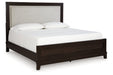 Neymorton Dark Grayish Brown Queen Upholstered Panel Bed -  Ashley - Lara Furniture