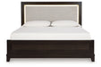 Neymorton Dark Grayish Brown Queen Upholstered Panel Bed -  Ashley - Lara Furniture