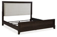 Neymorton Dark Grayish Brown Queen Upholstered Panel Bed -  Ashley - Lara Furniture