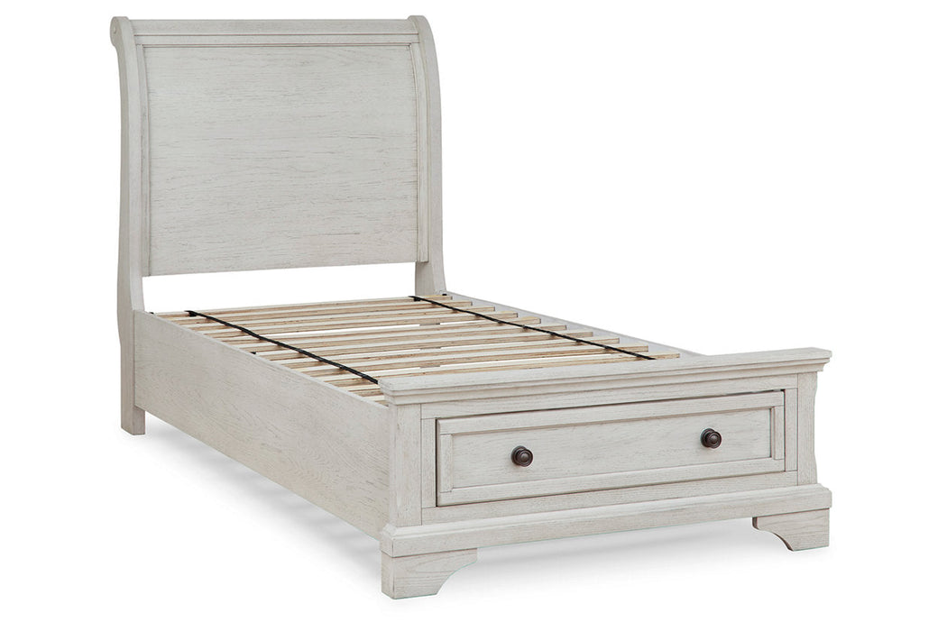 Robbinsdale Antique White Twin Sleigh Storage Bed