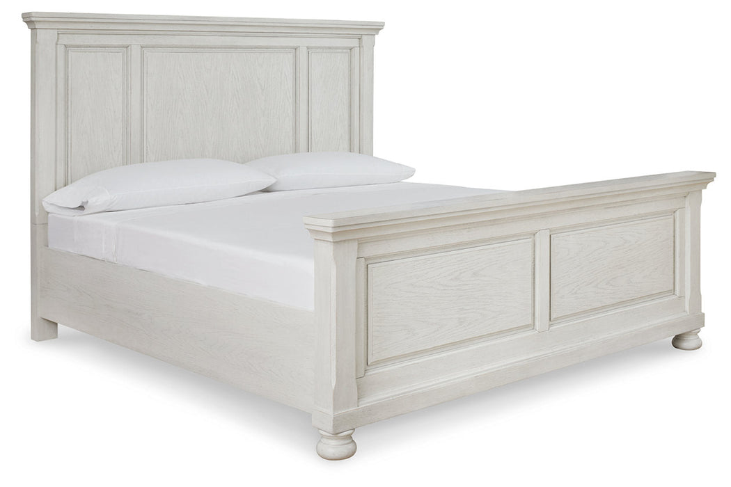 Robbinsdale Antique White King Panel Bed