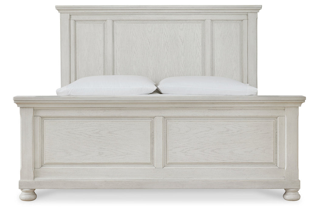 Robbinsdale Antique White King Panel Bed